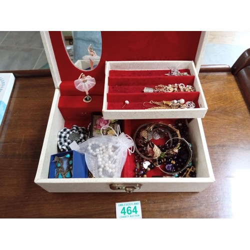 464 - Jewellery box with contents looks mainly costume but unchecked