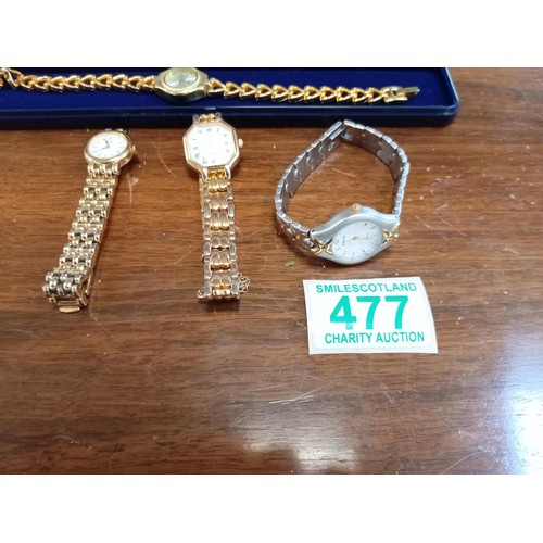 477 - 4 x ladies watches Rotary, Sekonda, Seiko and 1 other