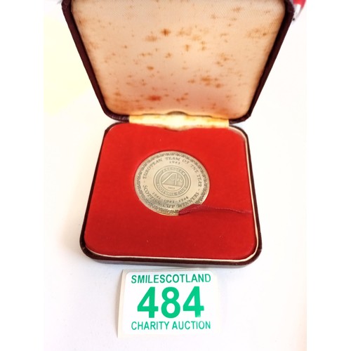 484 - bBxed silver Aberdeen European Team of the year medal hallmarked and rare. Silver Hallmarked with th... 