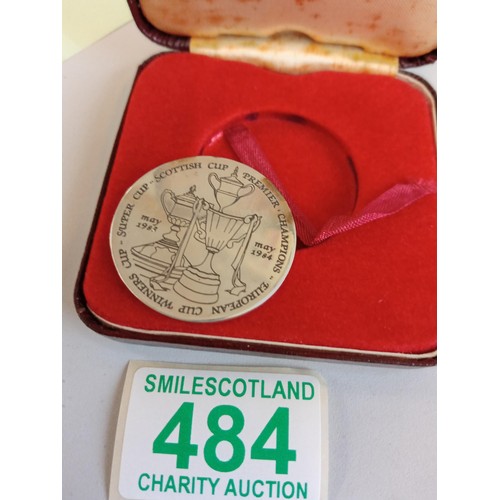 484 - bBxed silver Aberdeen European Team of the year medal hallmarked and rare. Silver Hallmarked with th... 