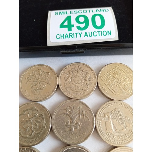 490 - 15 x vintage one pound coins out of circulation