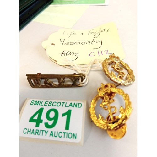 491 - Fife and Forfar Yeomanly badge and 2 naval ones