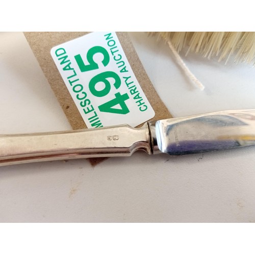 495 - Sterling silver brush and a knife with London hallmarks .. one with date letter L 1926