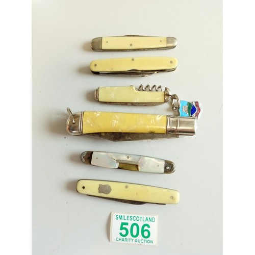 506 - 6 x Vintage Pen Knives