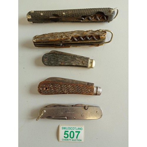 507 - 5x Vintage Pen Knives/ Knives