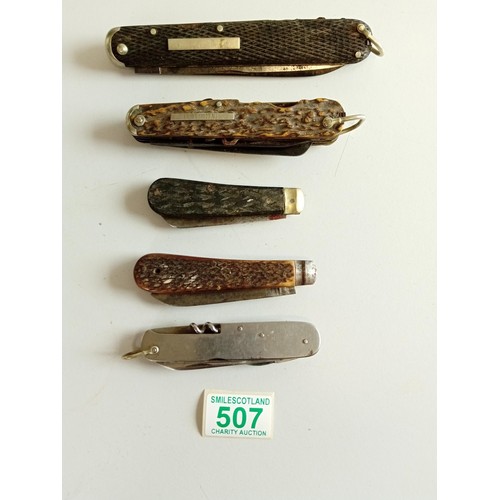 507 - 5x Vintage Pen Knives/ Knives