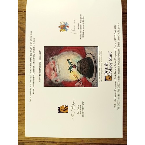 545 - Collectors Coins Father Christmas 50 pence limited to 7500 only by the Gibraltar Government plus an ... 