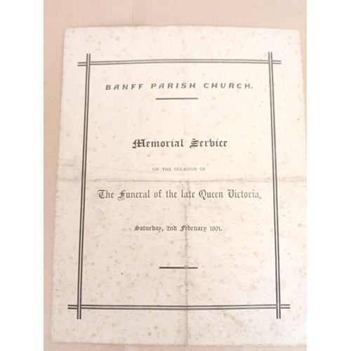 20 - Local Scottish Interest: Banff Memorial Orders of Service for King Edward (1910) and Queen Victoria ... 