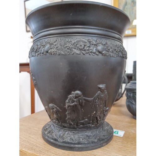 46 - Wedgewood Black Basalt vases etc