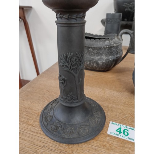 46 - Wedgewood Black Basalt vases etc