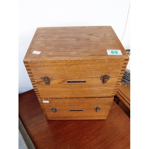 69 - a pair of wooden boxes by Griffin and George limited