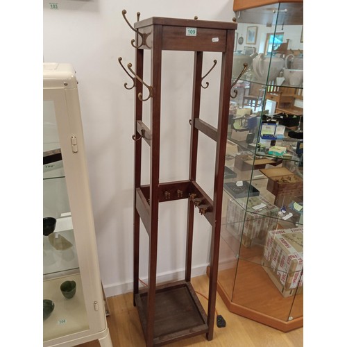 109 - vintage coat cane and hat stand