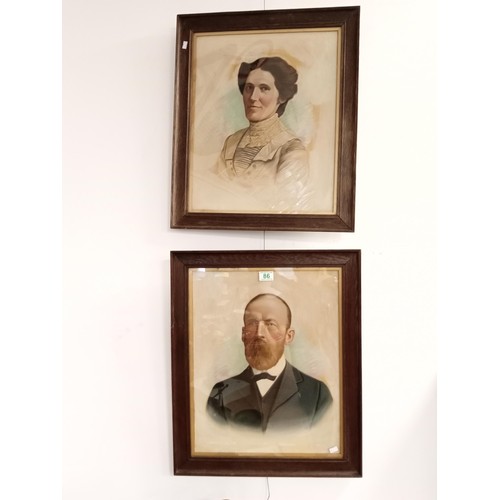 86 - an original Antique pair of Edwardian oil portraits framed with glass fronts.