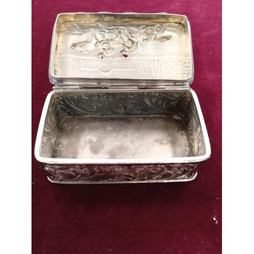 118 - Sterling Silver snuff / box Birmingham 1894 maker George Nathan & Ridley Hayes  weight 85g worn top ... 