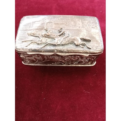 118 - Sterling Silver snuff / box Birmingham 1894 maker George Nathan & Ridley Hayes  weight 85g worn top ... 