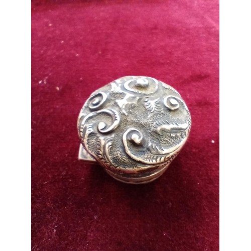 127 - sterling silver bottle top dated 1896 plus Antique ring box from Banff