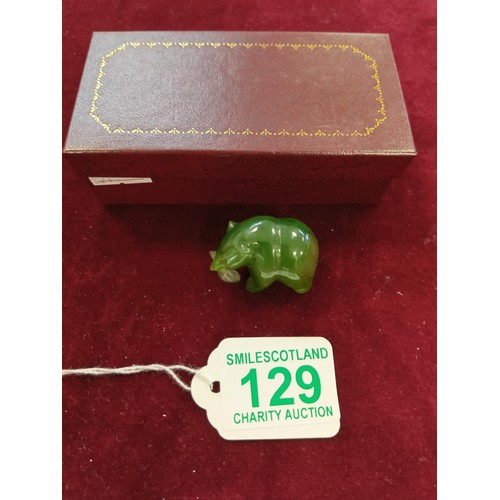 129 - Nephrite jade bear with Salmon