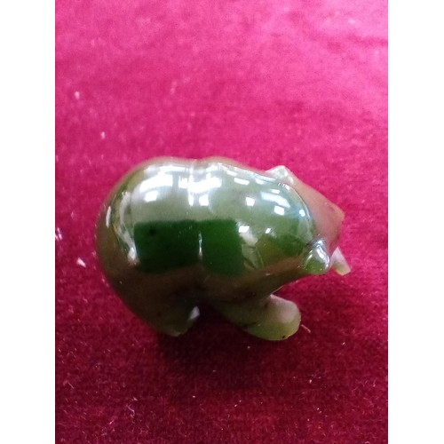 129 - Nephrite jade bear with Salmon