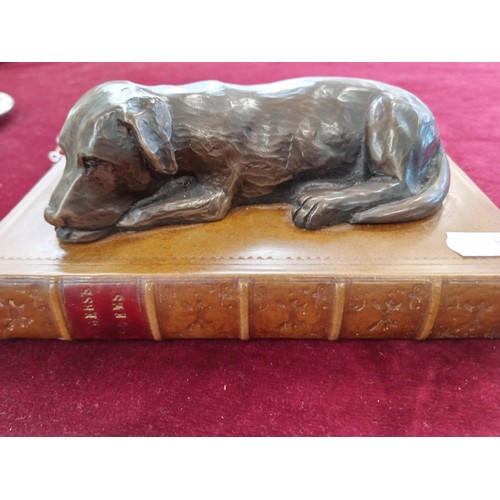 136 - 2 x ornamental dogs on books figurines