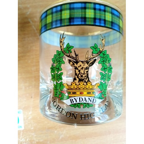 159 - Gordon Highlander plaque in stone  plus whisky glass