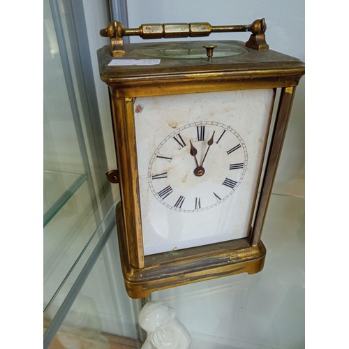 162 - Carriage clock in travelling case vintage plus one other