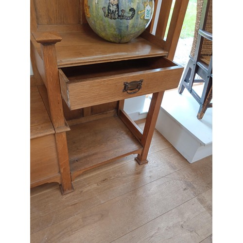 202 - light oak Art Nouveau period hall stand with bench and storage