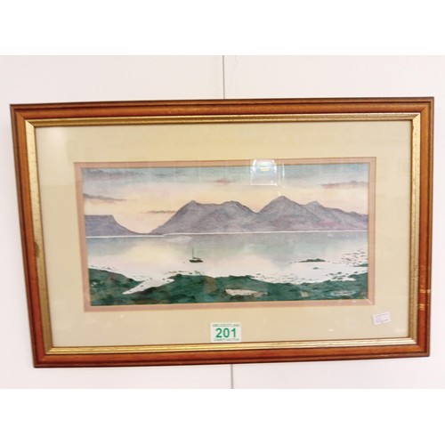 201 - Framed watercolour by Peter Smith Loch scene