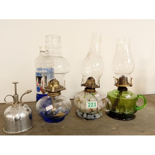 223 - 3 oil lamps etc