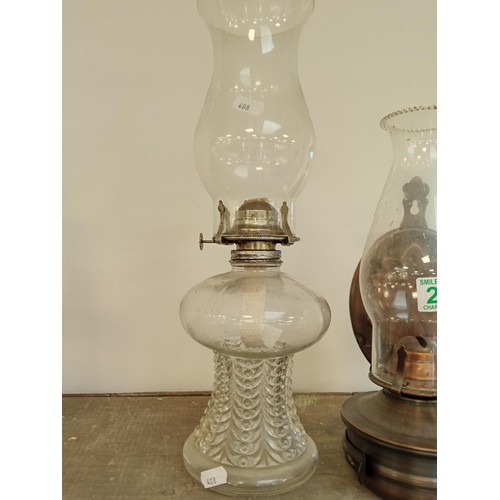 225 - 2 oil lamps , one with heat shield