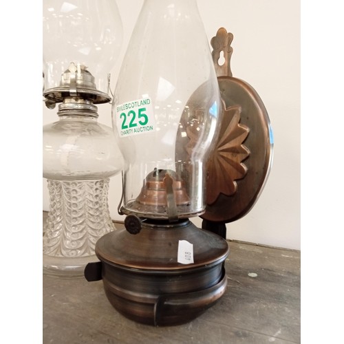 225 - 2 oil lamps , one with heat shield