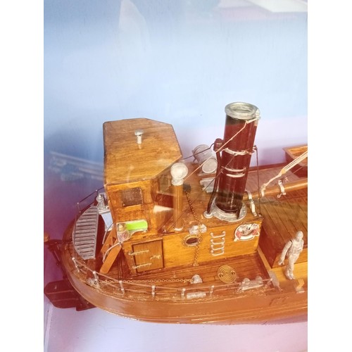 208 - Model boat in a wood and glass case hand built