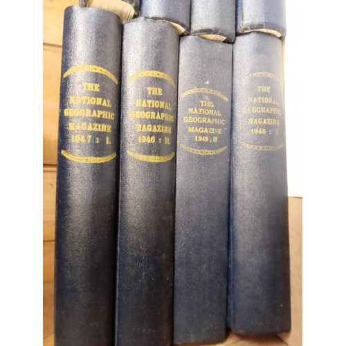 233 - National Geographic Magazine Eight volumes,  bound in blue cloth, hardback 1946 - 1949