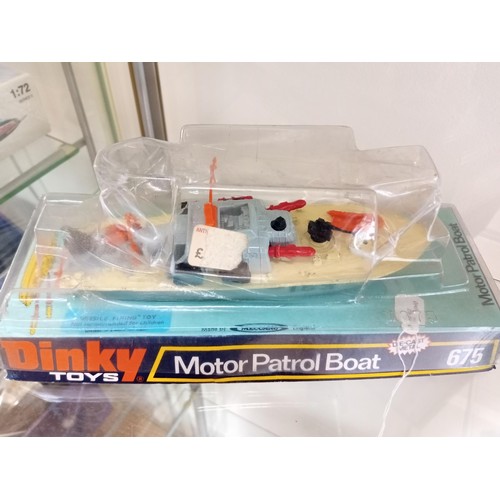 145 - Dinky 675 Motor control Boat in original box plus Dinky UFO interceptor 351