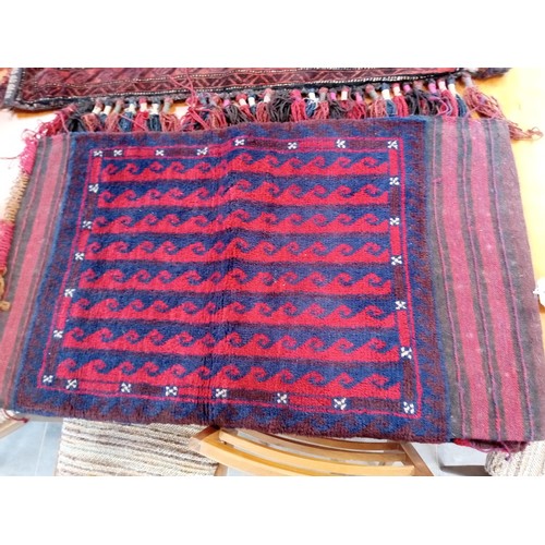 291 - a duo of ethnic carpet bags 109x61 and 120 x 77 cm approx