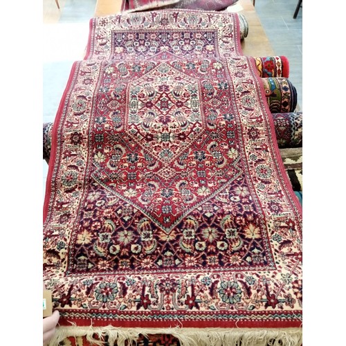 304 - Duo of ethnic woollen rugs 179x72 and 155 x 99 cm approx