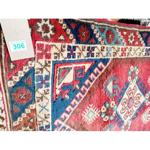 306 - ethnic woollen runner  286cmx 80cm