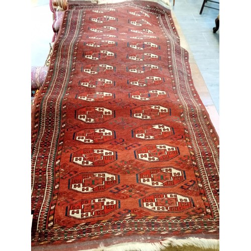 294 - ethnic rug with wear to the edge 212 x 100 approx