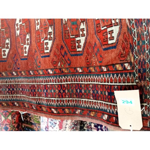 294 - ethnic rug with wear to the edge 212 x 100 approx