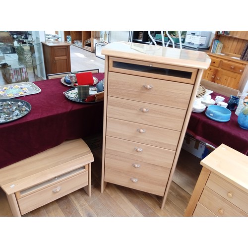 308 - Gautier furniture made in France 7 drawer modern tallboy and bedside cabinet to match