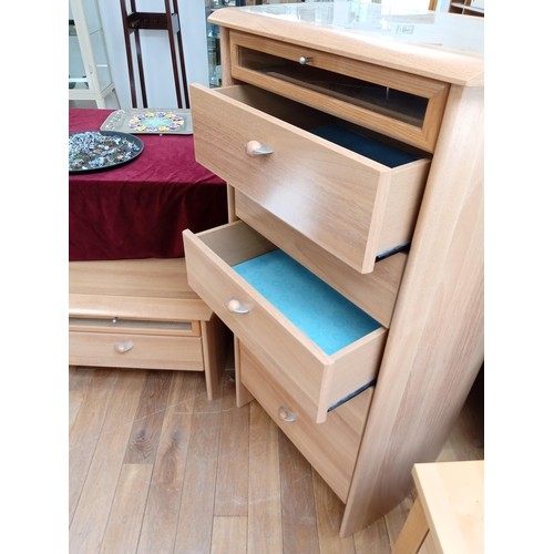 308 - Gautier furniture made in France 7 drawer modern tallboy and bedside cabinet to match