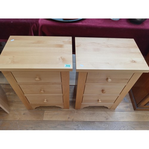 309 - Pair of modern 3 drawer bedside cabinets