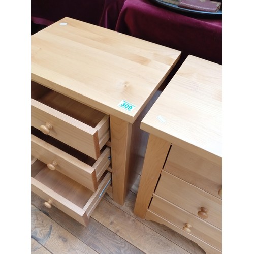 309 - Pair of modern 3 drawer bedside cabinets