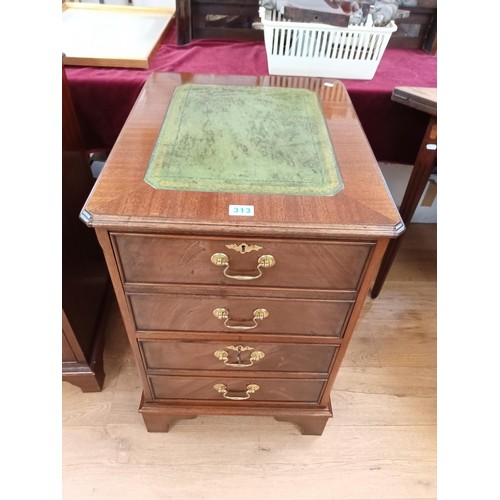 313 - Antique style filing cabinet half sized with leather top