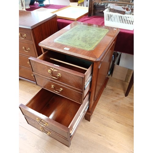 313 - Antique style filing cabinet half sized with leather top