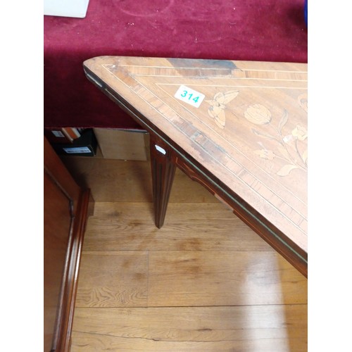 314 - As found, inlay marquetery card table with good age