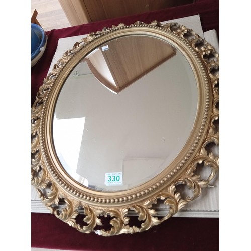 330 - ornate gold framed plaster mirror