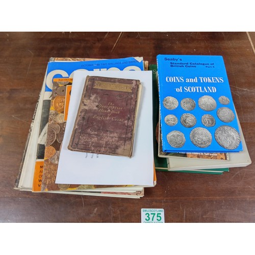 375 - Numismatics: Collection of coin and medal related auction catalogues (Six volumes from 1970's) and g... 