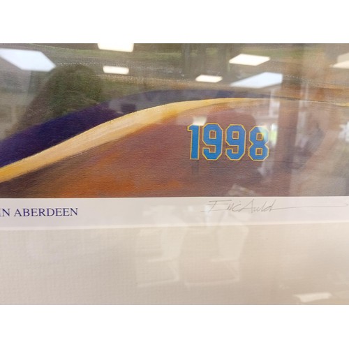 261A - Framed Eric Auld print signed 100 years of public transport in Aberdeen