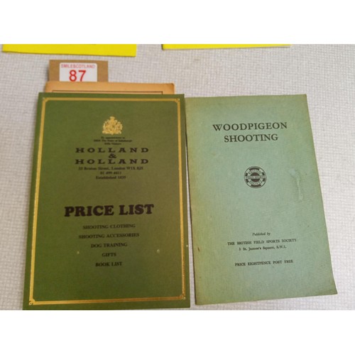 87 - Hunting and Shooting Ephemera: National Rifle Association Bisley Meeting, 1957 price list; 3 x J. C.... 