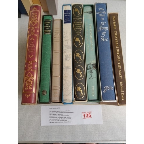 135 - Folio Society . a lot with 8 books ..The Autobiography of Benvenuto Cellini, Experience of an Irish ... 